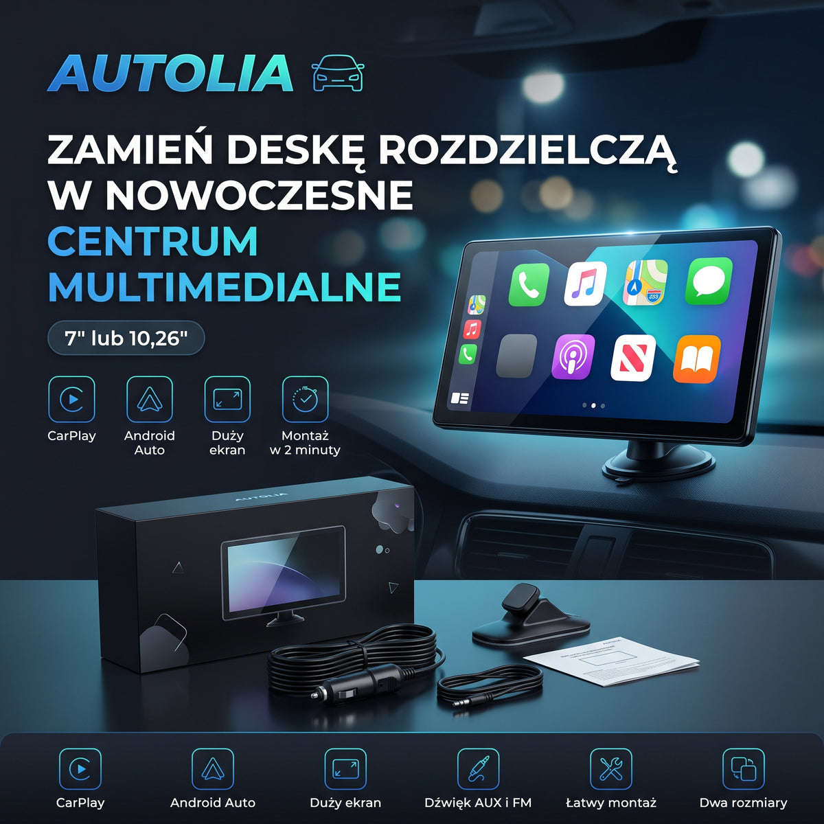 Autolia – Ekran CarPlay i Android Auto do każdego auta