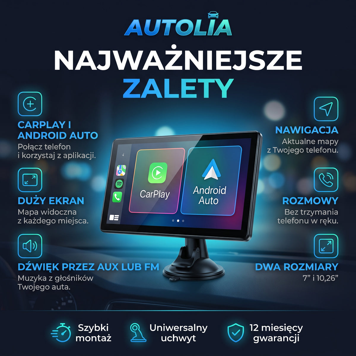 Autolia – Ekran CarPlay i Android Auto do każdego auta